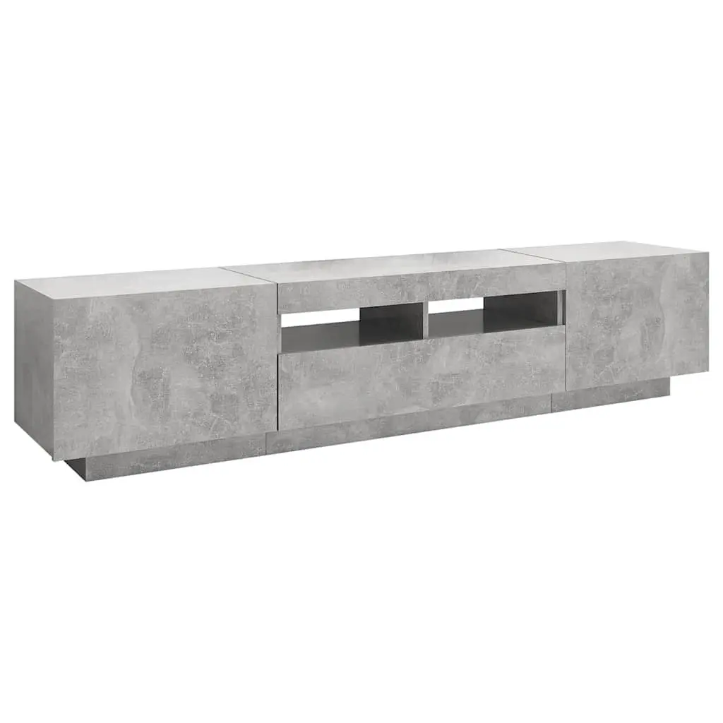 TV Cabinet Grey Modern 180cm Media Storage Unit with RGB LED Lights