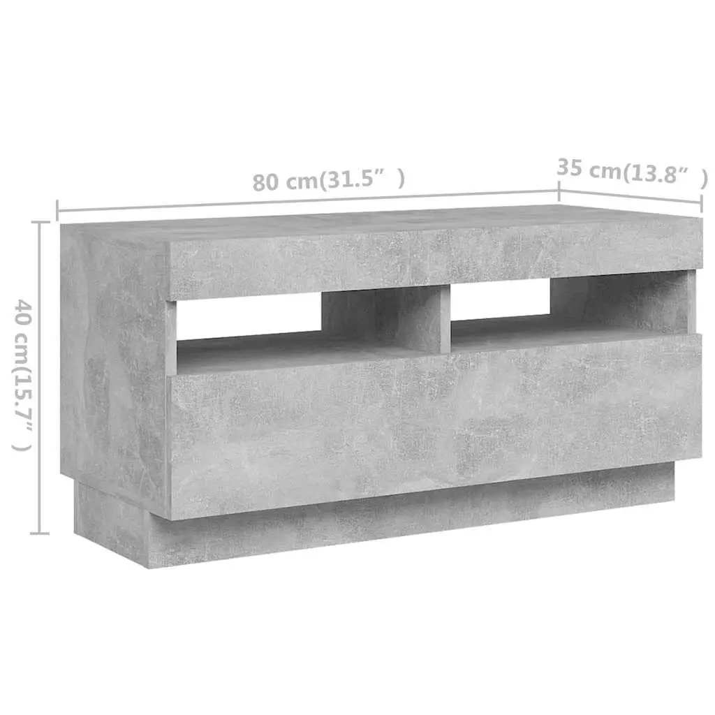TV Cabinet Grey Modern 180cm Media Storage Unit with RGB LED Lights