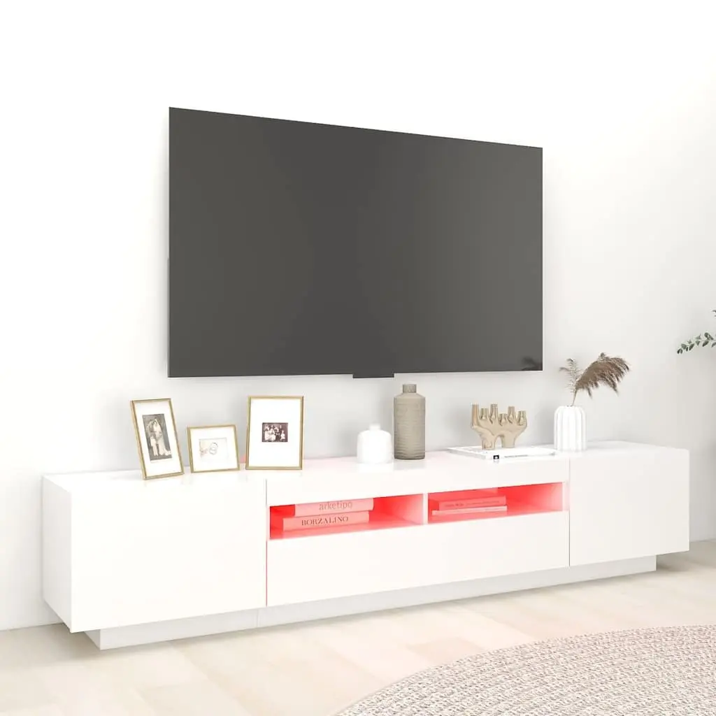 TV Cabinet RGB LED Lights White Modern Storage Unit Media Stand 200 x 35 x 40 cm