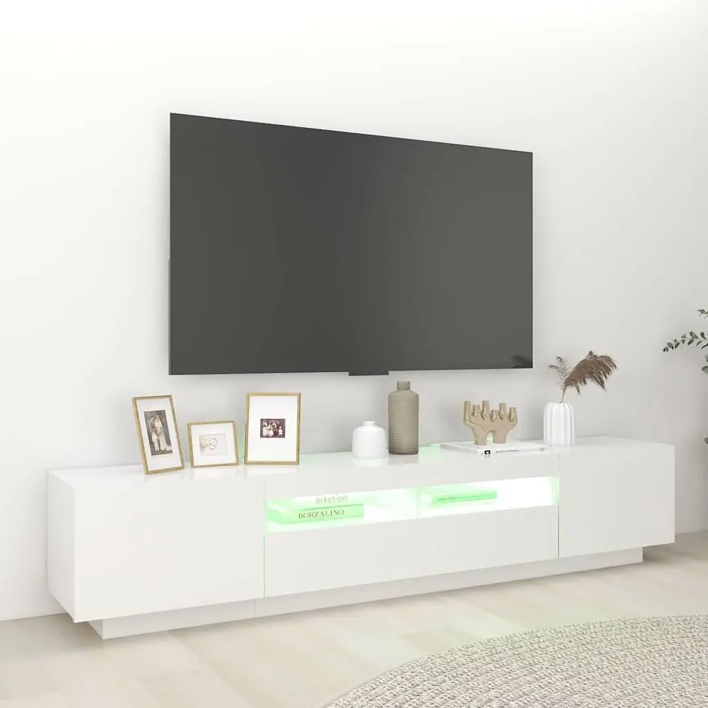 TV Cabinet RGB LED Lights White Modern Storage Unit Media Stand 200 x 35 x 40 cm
