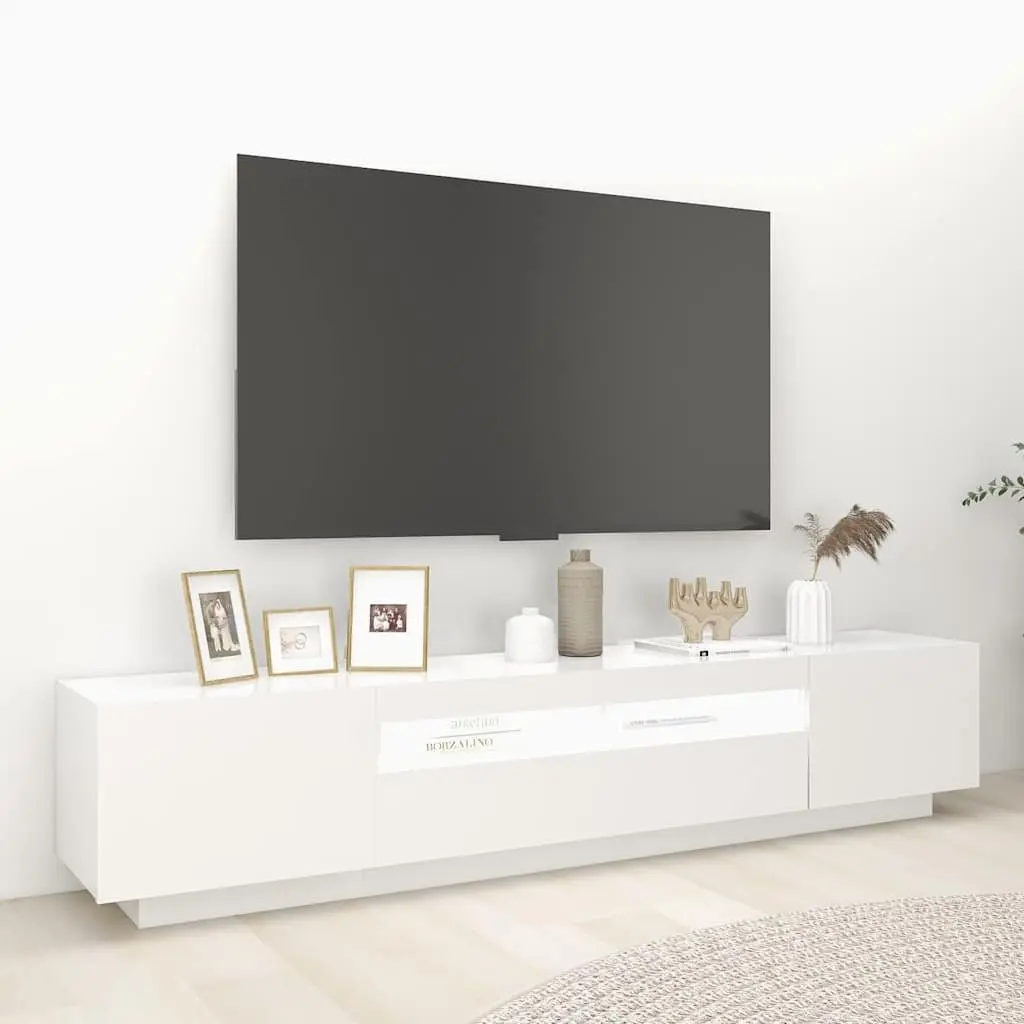 TV Cabinet RGB LED Lights White Modern Storage Unit Media Stand 200 x 35 x 40 cm