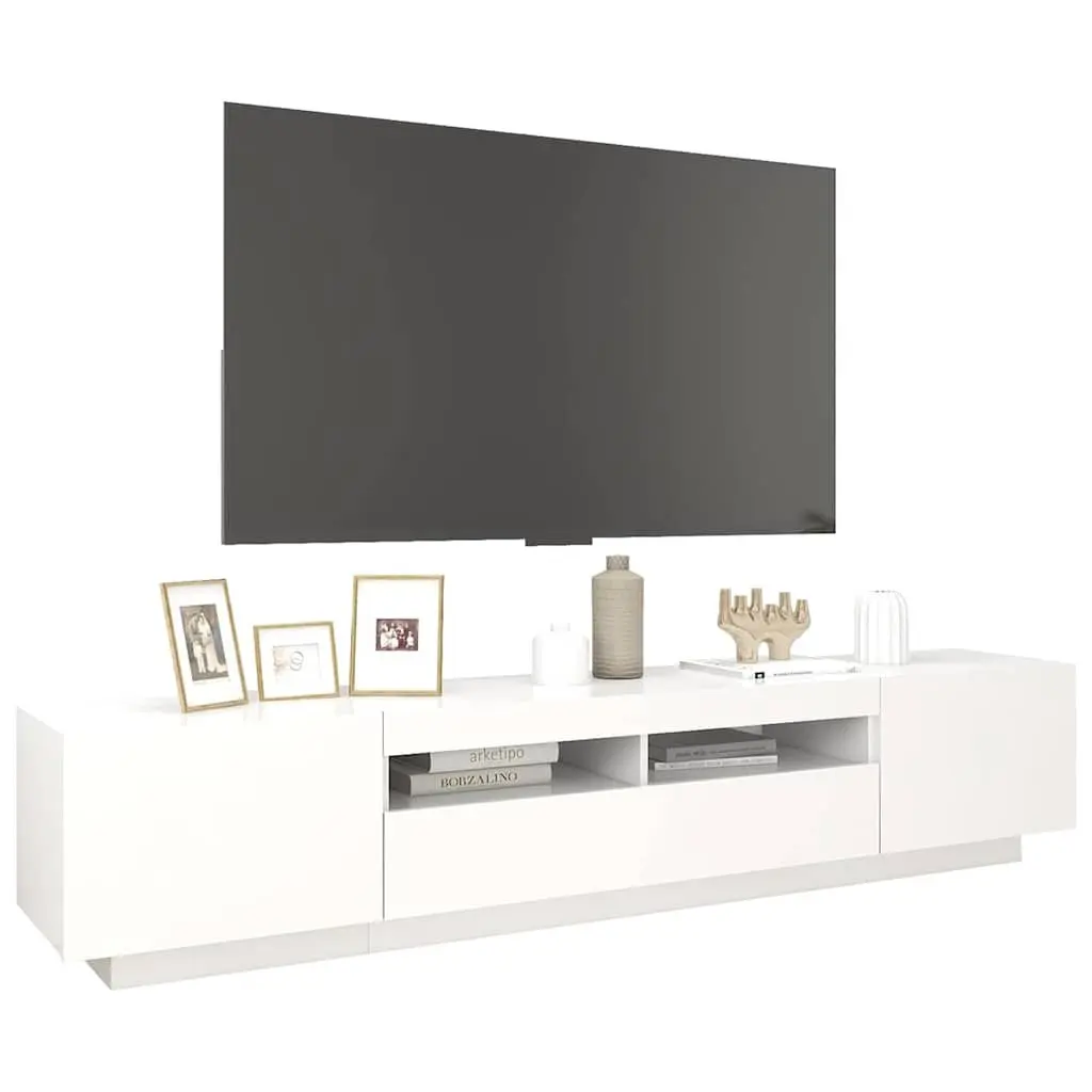 TV Cabinet RGB LED Lights White Modern Storage Unit Media Stand 200 x 35 x 40 cm