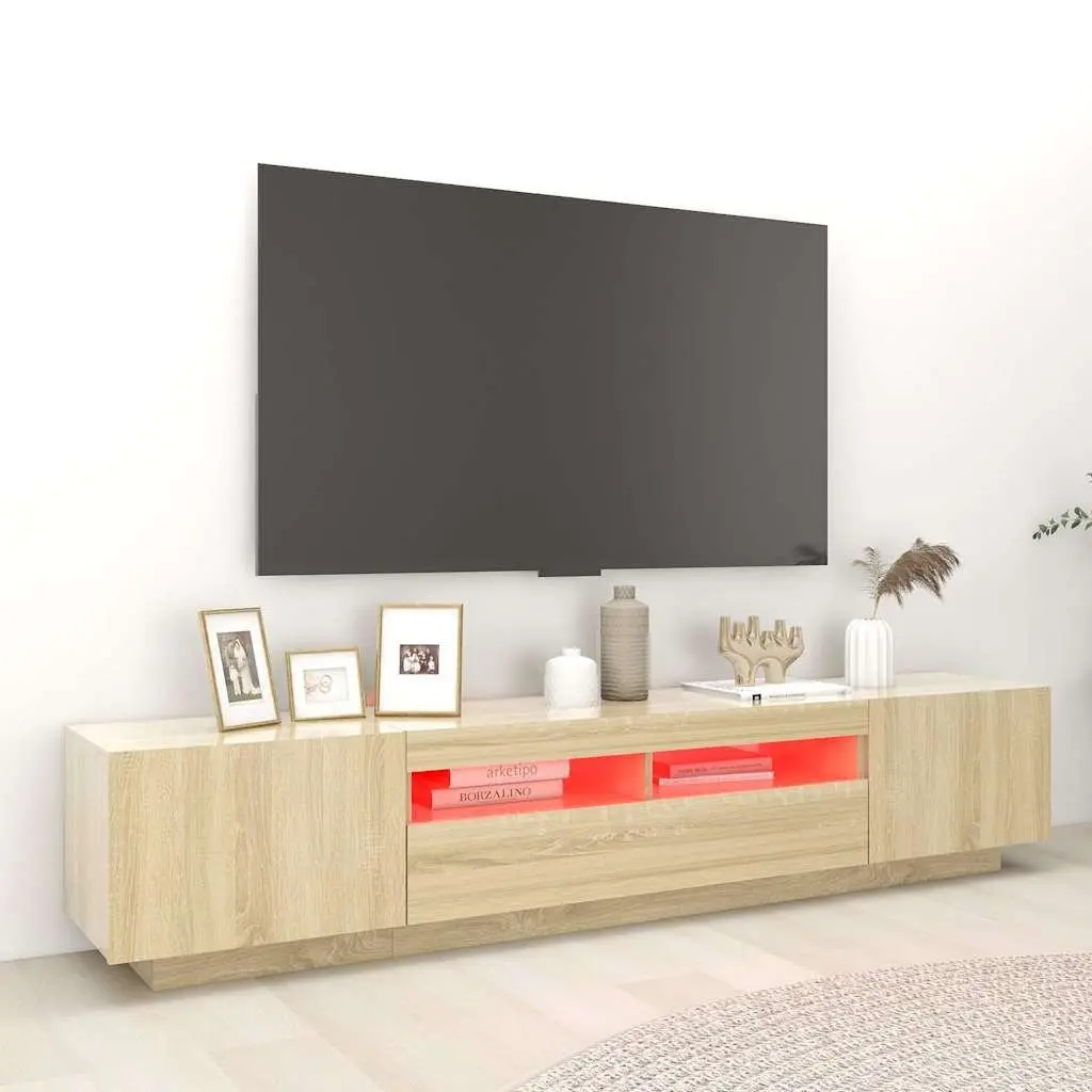 Sonoma Oak TV Cabinet with LED Lighting