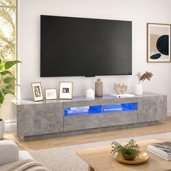 Grey Modern TV Cabinet with RGB LED Lighting 200cm