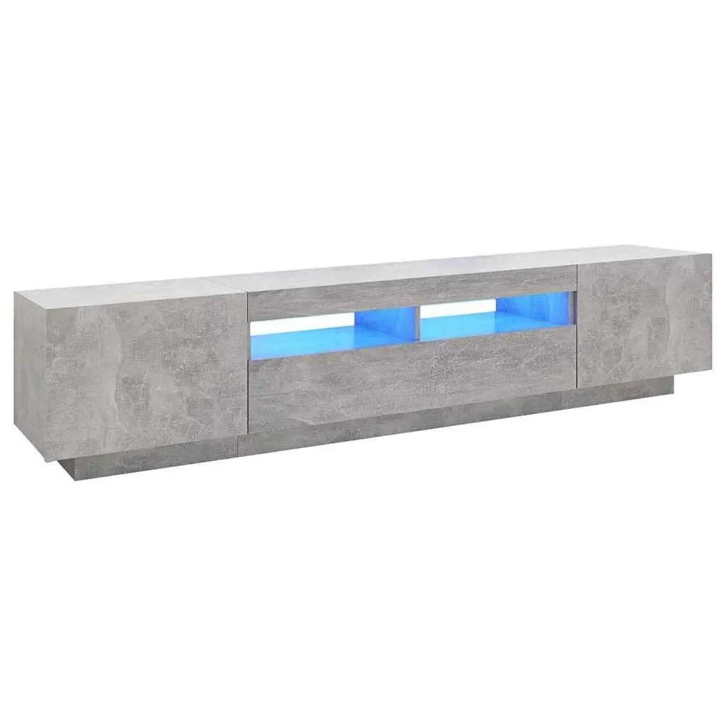 Grey Modern TV Cabinet with RGB LED Lighting 200cm