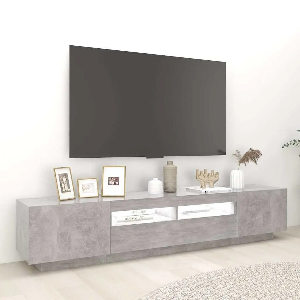 Grey Modern TV Cabinet with RGB LED Lighting 200cm