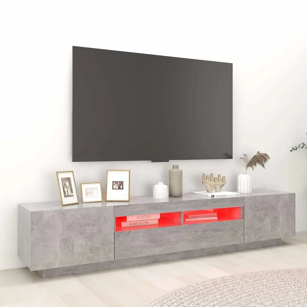 Grey Modern TV Cabinet with RGB LED Lighting 200cm