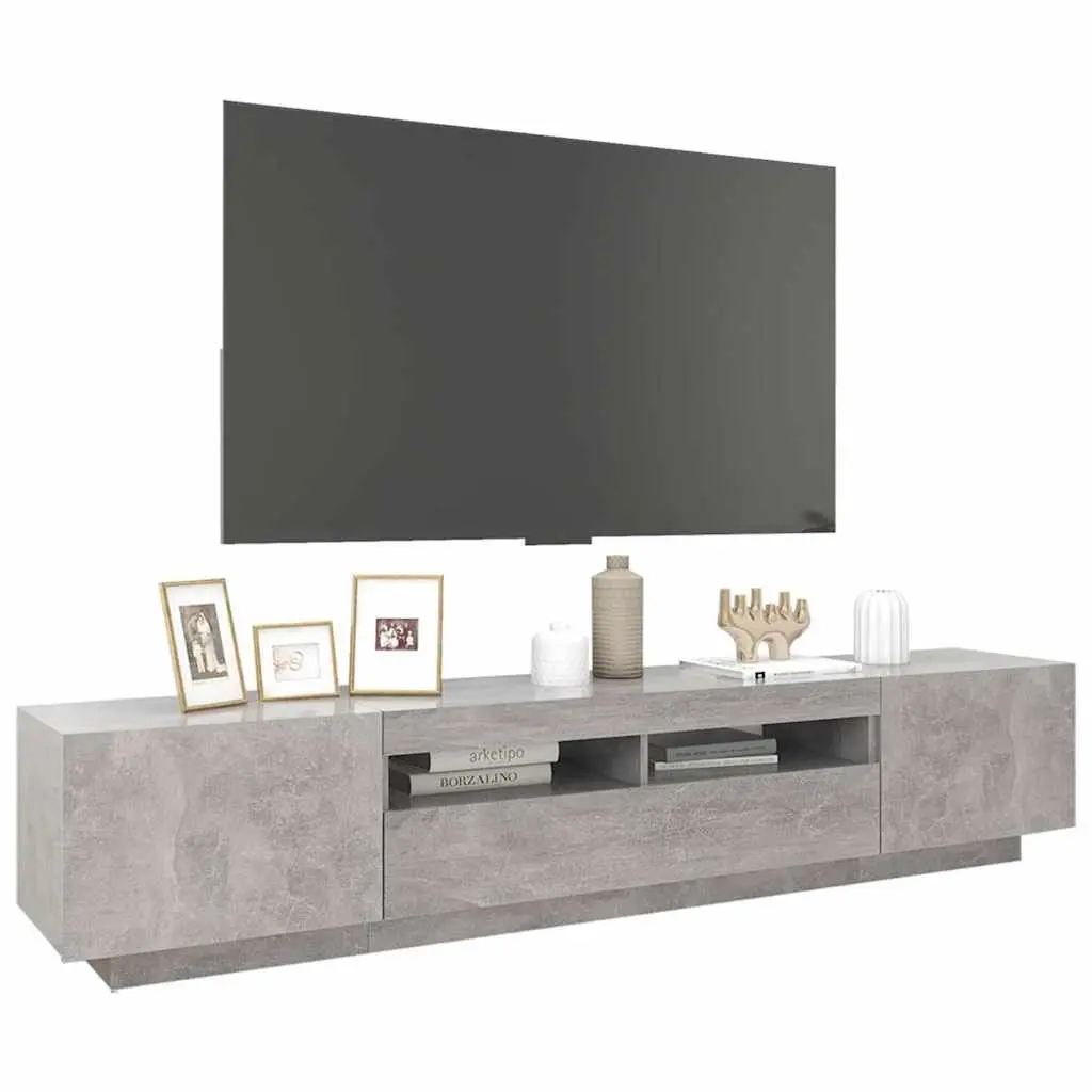 Grey Modern TV Cabinet with RGB LED Lighting 200cm