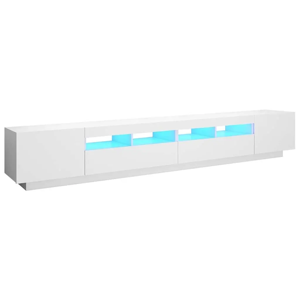 TV Cabinet Modern White LED Lights 260x35x40cm Media Storage Unit