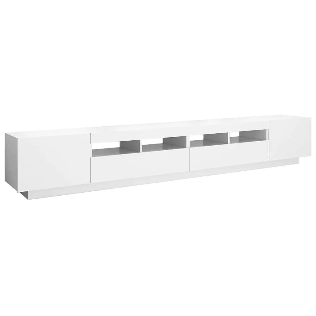 TV Cabinet Modern White LED Lights 260x35x40cm Media Storage Unit