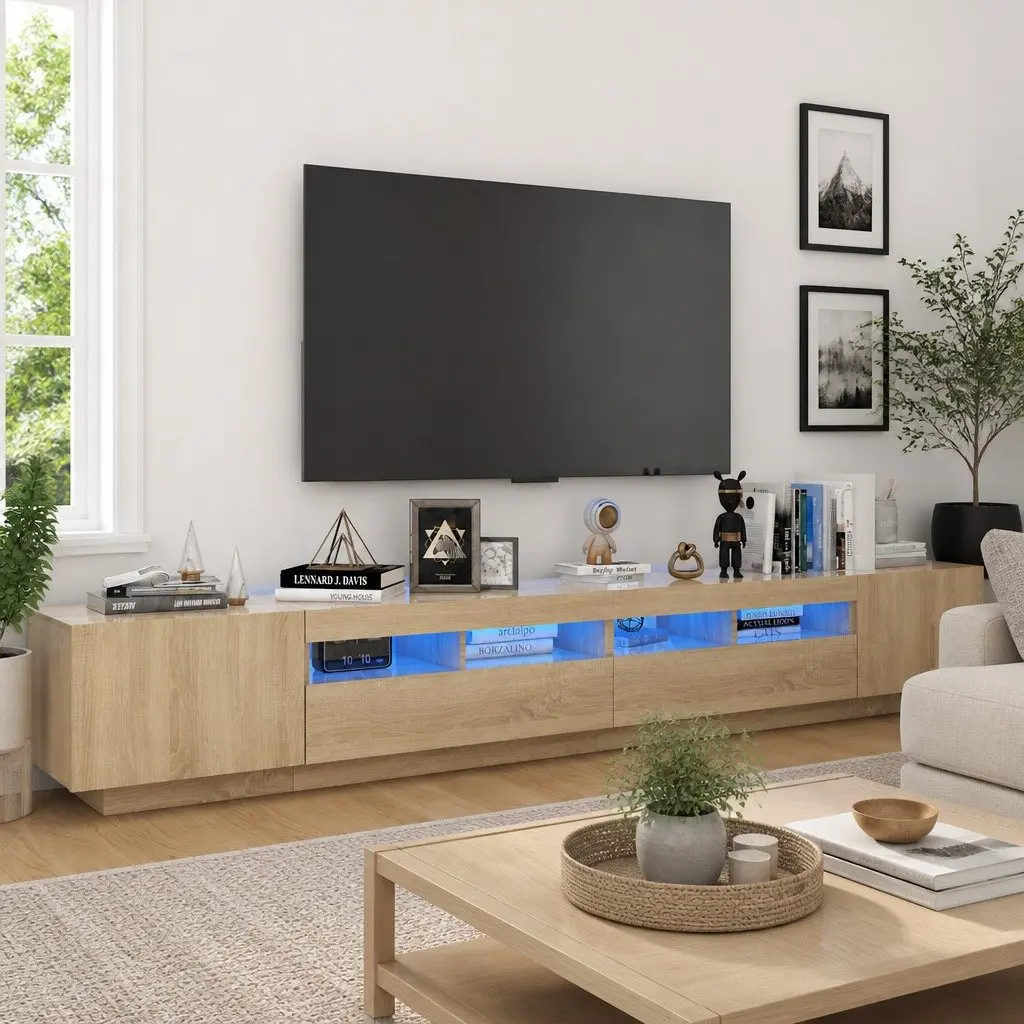 TV Cabinet RGB LED Lights Sonoma Oak Entertainment Unit 260 x 35 x 40 cm