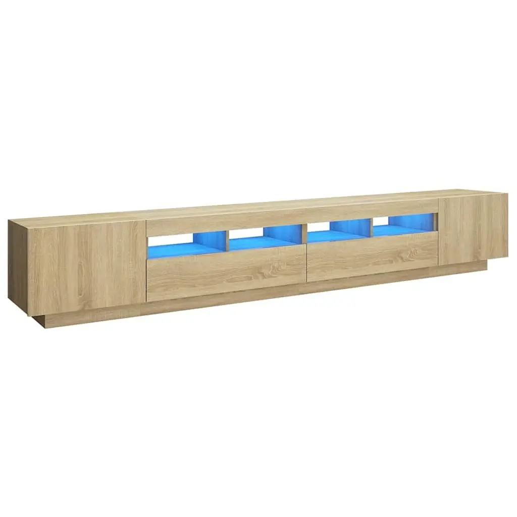 TV Cabinet RGB LED Lights Sonoma Oak Entertainment Unit 260 x 35 x 40 cm