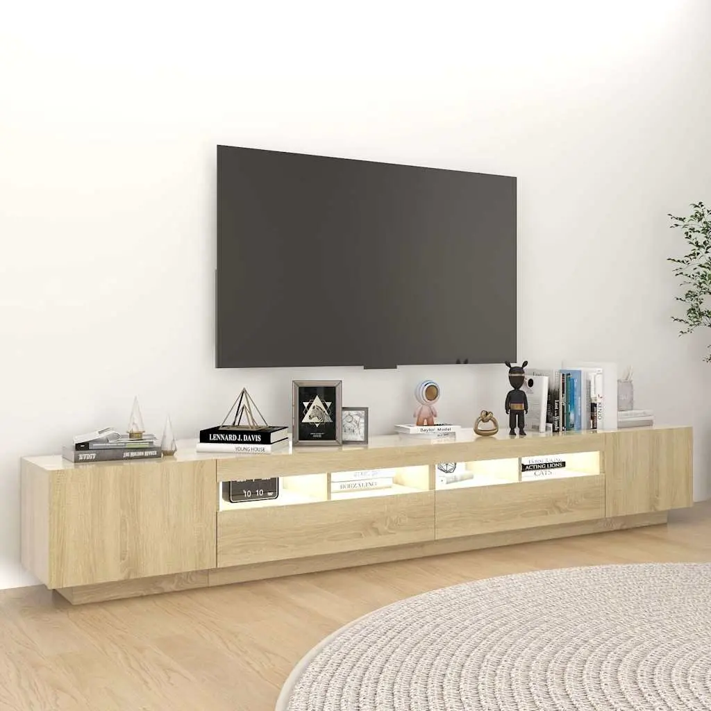 TV Cabinet RGB LED Lights Sonoma Oak Entertainment Unit 260 x 35 x 40 cm