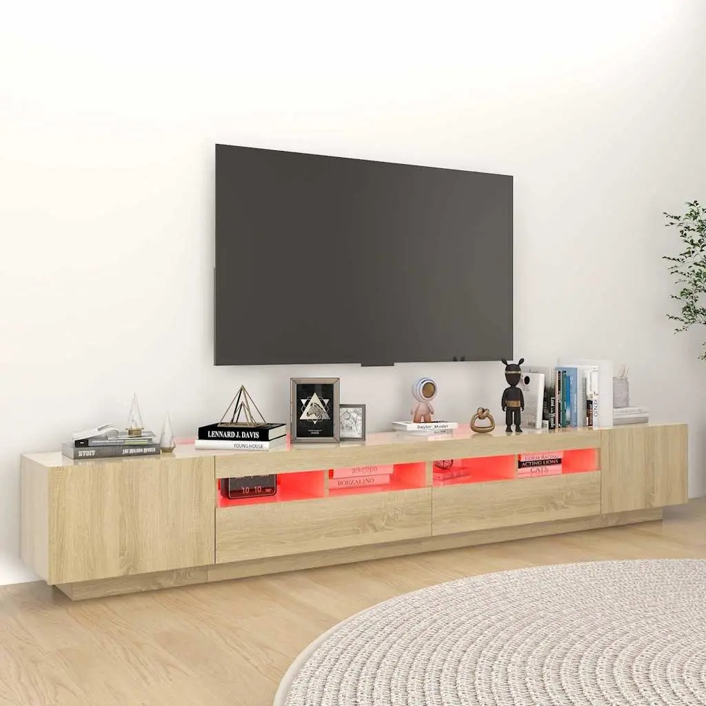 TV Cabinet RGB LED Lights Sonoma Oak Entertainment Unit 260 x 35 x 40 cm