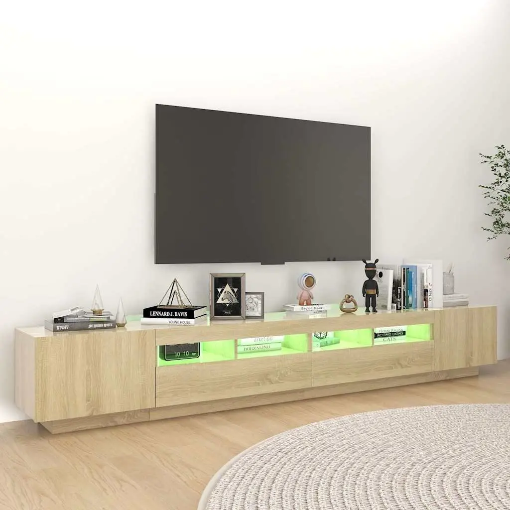 TV Cabinet RGB LED Lights Sonoma Oak Entertainment Unit 260 x 35 x 40 cm