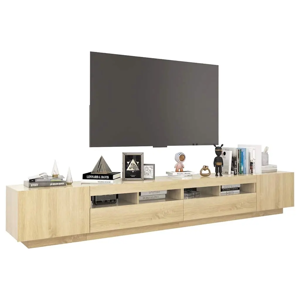 TV Cabinet RGB LED Lights Sonoma Oak Entertainment Unit 260 x 35 x 40 cm