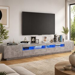 LED-Illuminated Grey TV Cabinet for Modern Homes