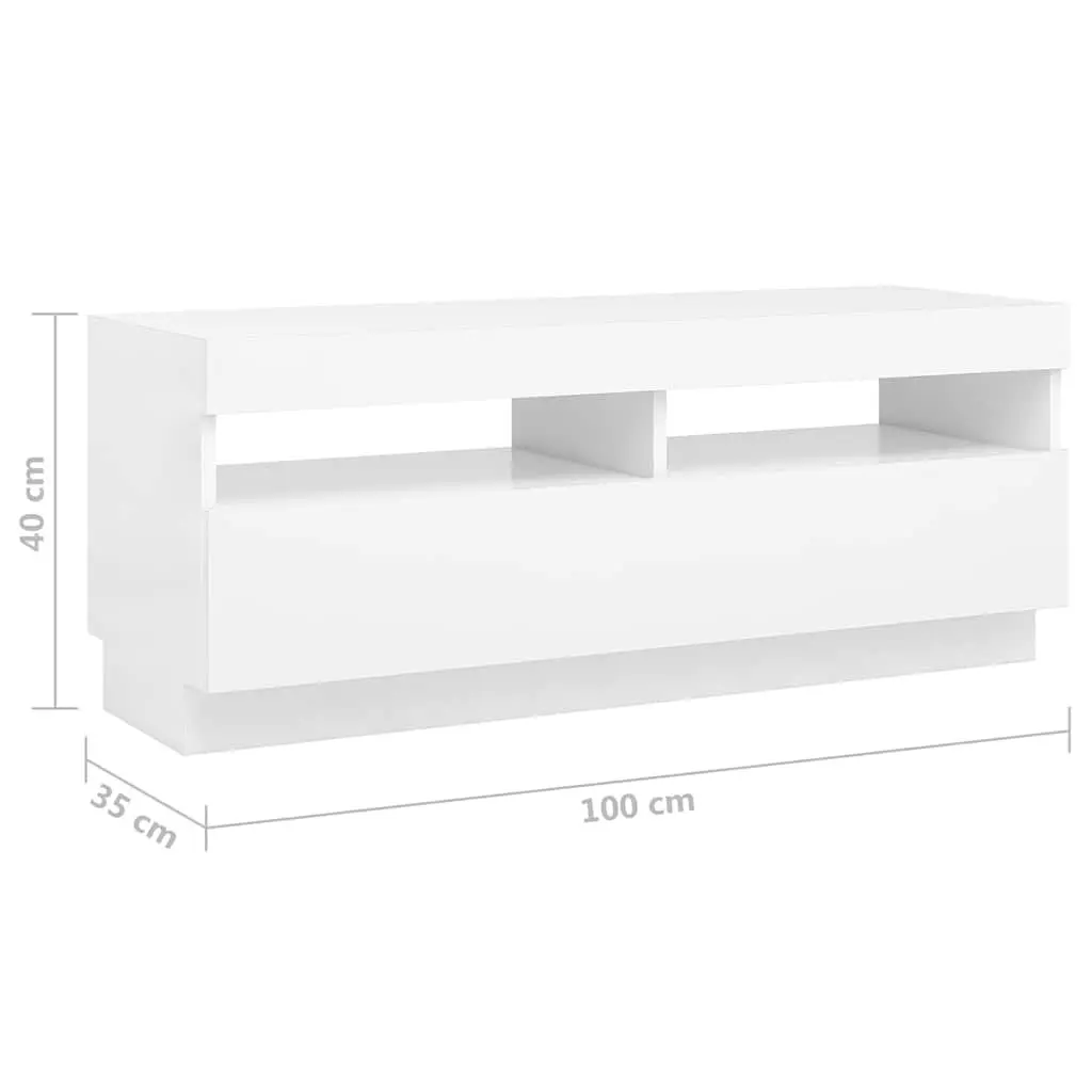 TV Cabinet White 300cm LED Lights Media Storage Unit
