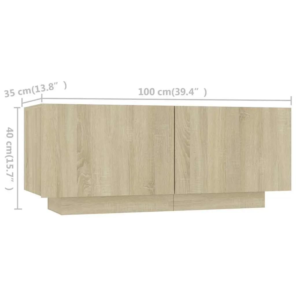 TV Cabinet with RGB LED Lights Brown Wood Media Storage Unit 300x35x40cm