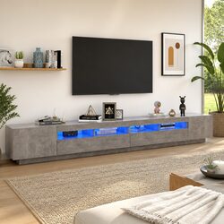 Grey Modern TV Cabinet with RGB LED Lighting