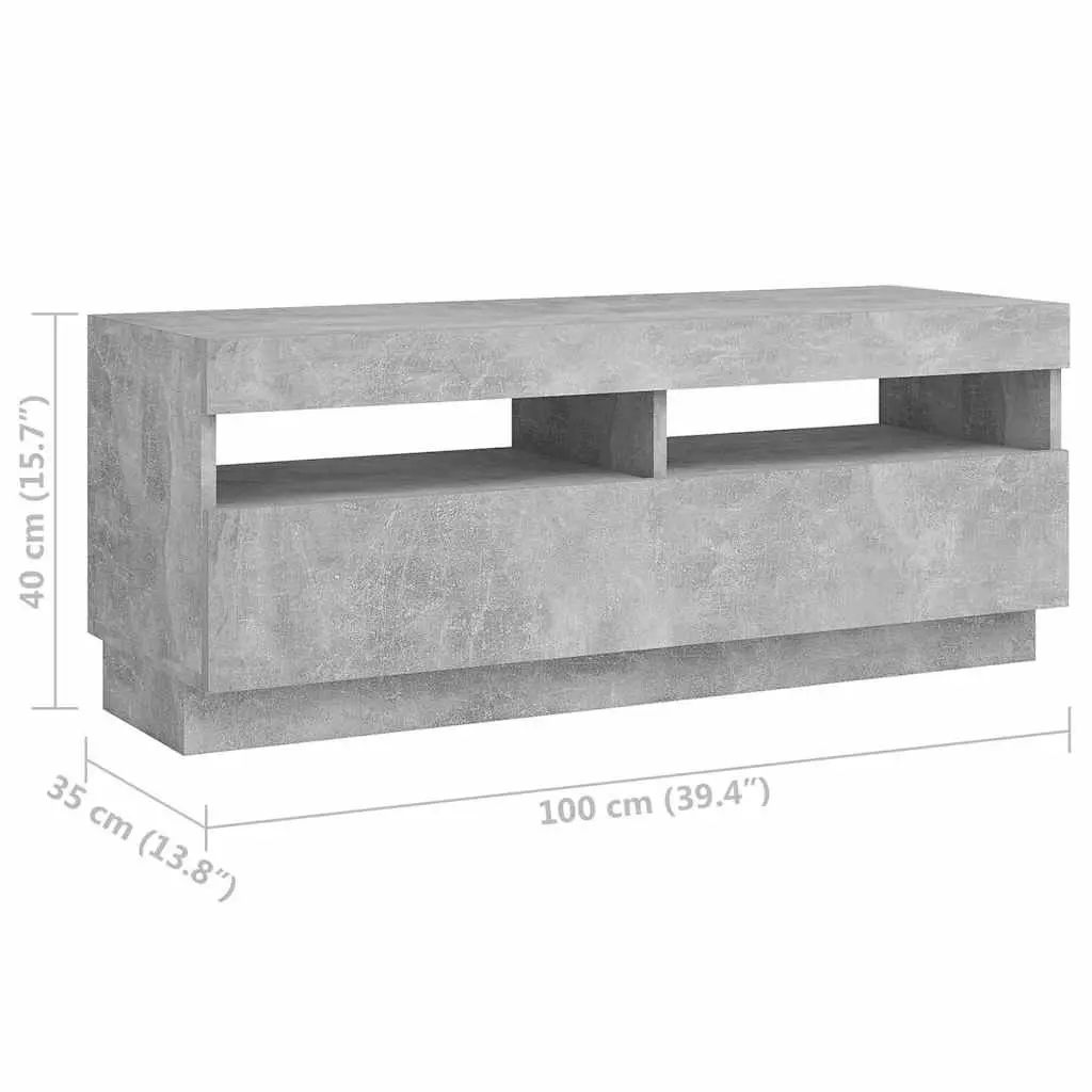 TV Cabinet Grey Modern 300 x 35 x 40 cm Media Storage Unit with RGB LED Lights