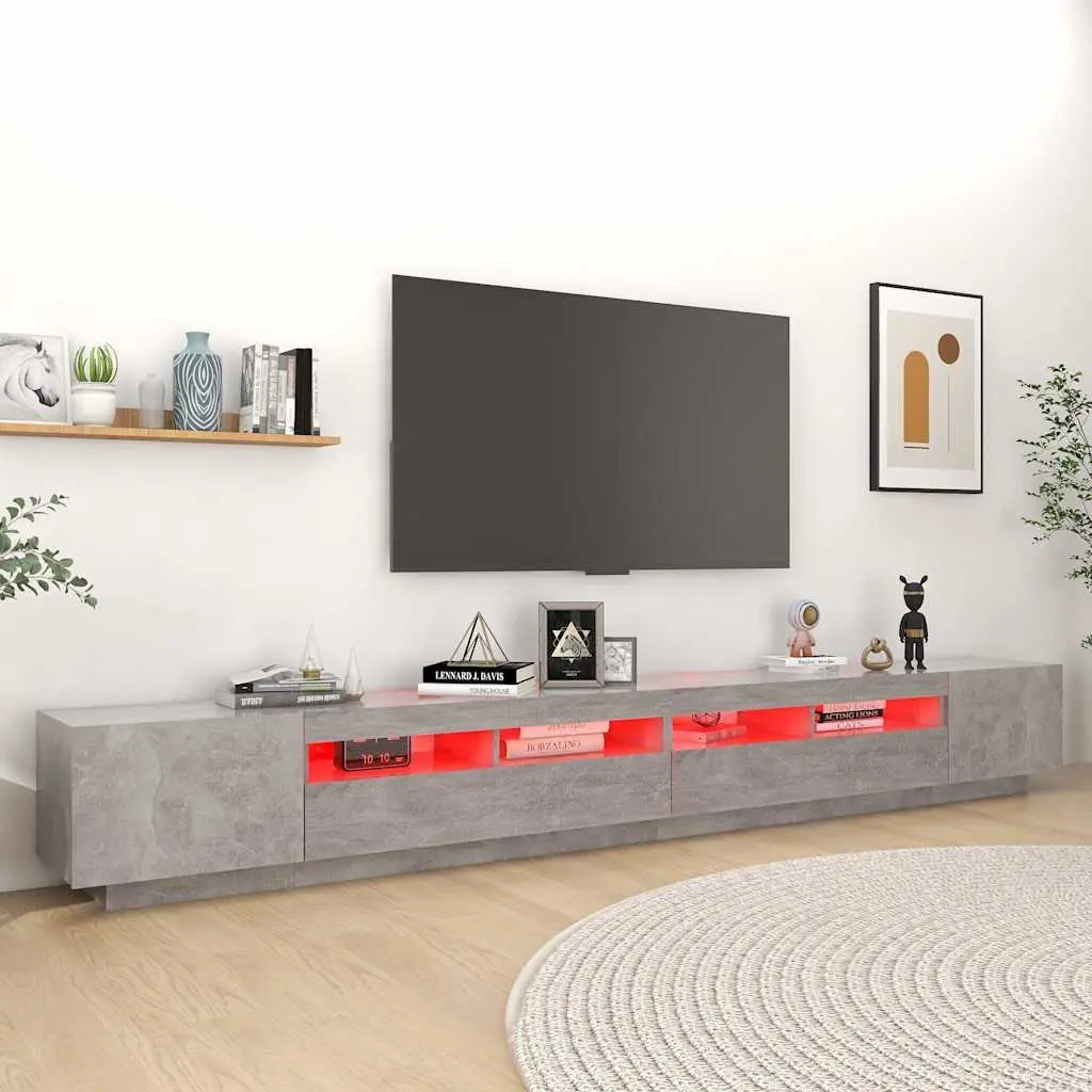 TV Cabinet Grey Modern 300 x 35 x 40 cm Media Storage Unit with RGB LED Lights