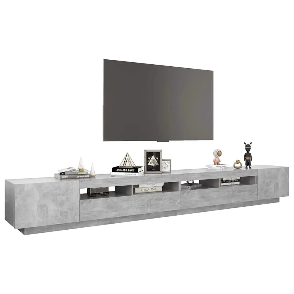 TV Cabinet Grey Modern 300 x 35 x 40 cm Media Storage Unit with RGB LED Lights