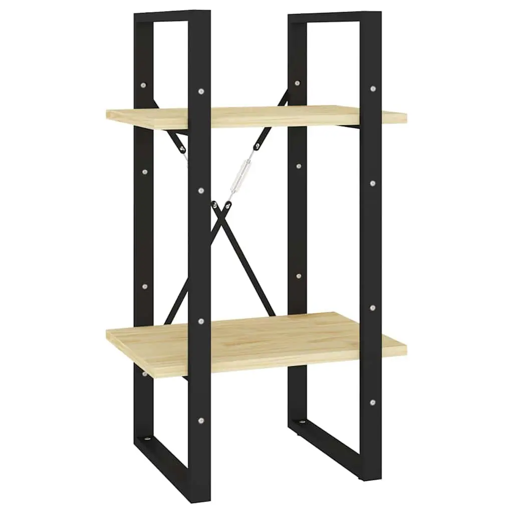 5-Tier Wooden Book Cabinet Brown Pinewood and Metal Frame 40x30x175cm