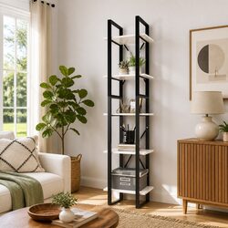 Elegant 5-Tier White Pinewood Book Cabinet