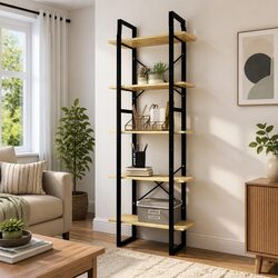 Warm Wooden 5-Tier Book Cabinet 60x30x175 cm