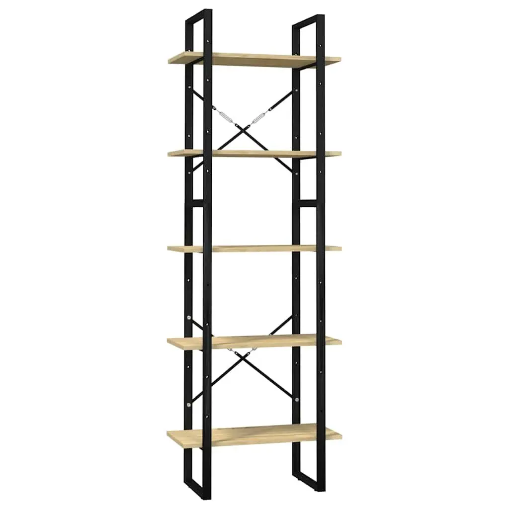 5-Tier Book Cabinet Shelving Unit 60x30x175 cm Brown Wooden Storage Bookcase