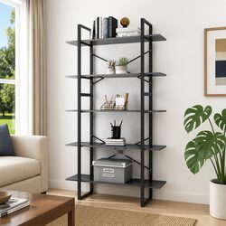 5-Tier Book Cabinet in Grey Engineered Wood