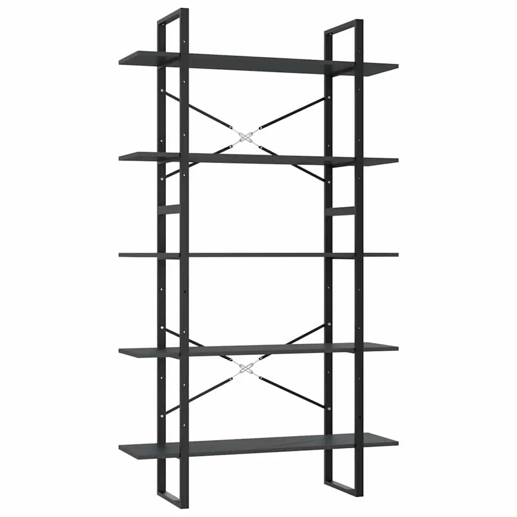 5-Tier Book Cabinet in Grey Engineered Wood
