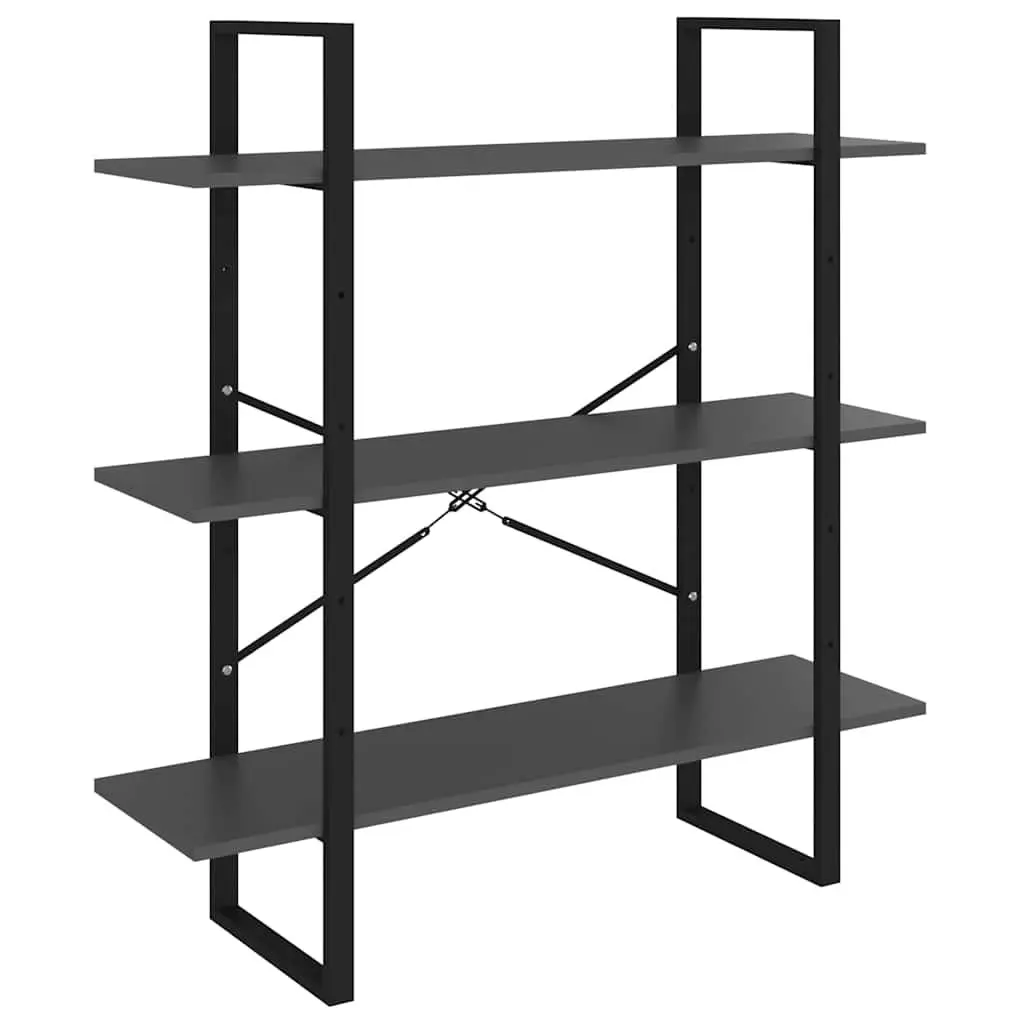 5-Tier Book Cabinet in Grey Engineered Wood