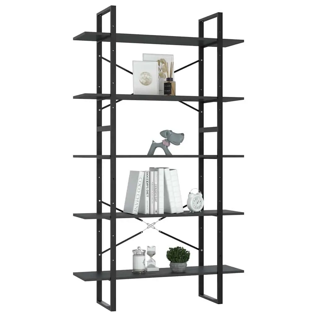 5-Tier Book Cabinet in Grey Engineered Wood