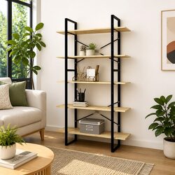5-Tier Wooden Bookcase for Modern Living Spaces