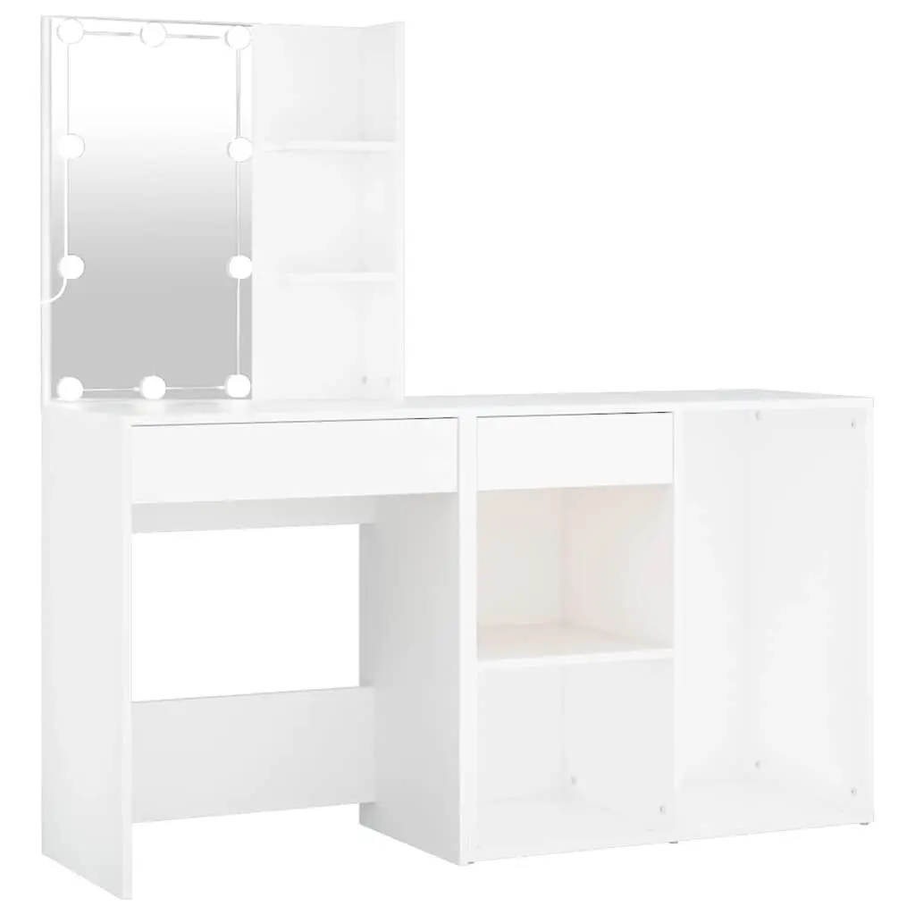 White LED Dressing Table with Cabinet for Makeup