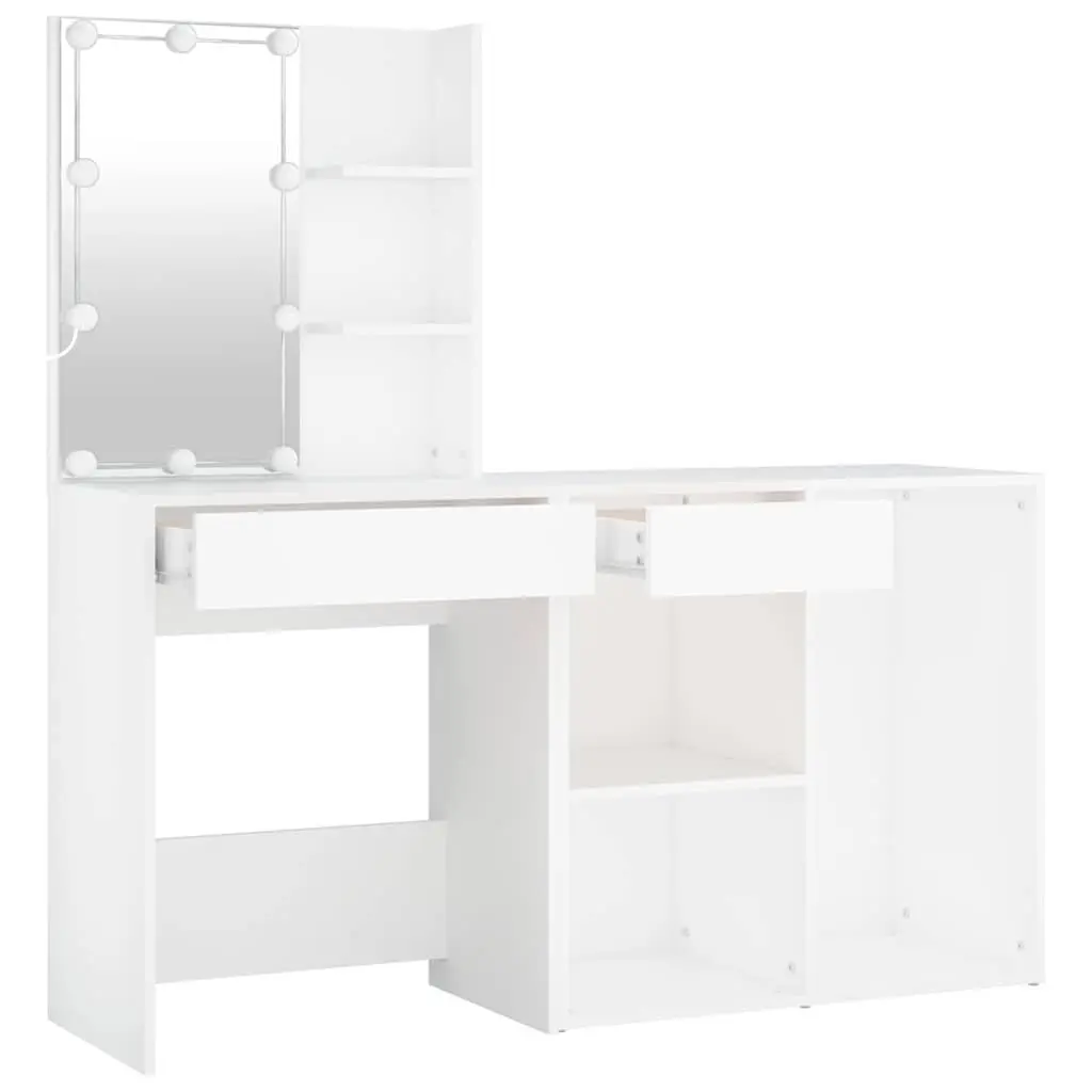White LED Dressing Table with Cabinet for Makeup