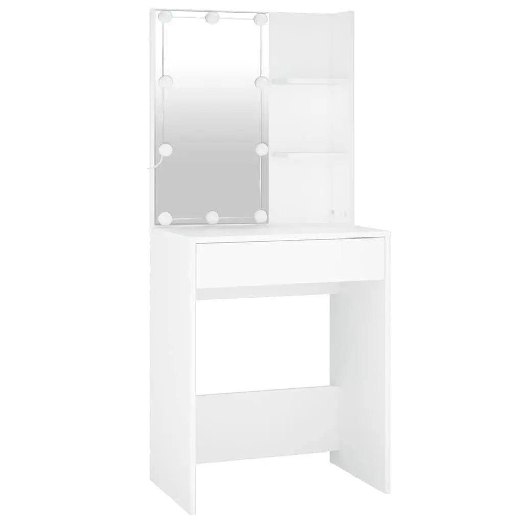 White LED Dressing Table with Cabinet for Makeup