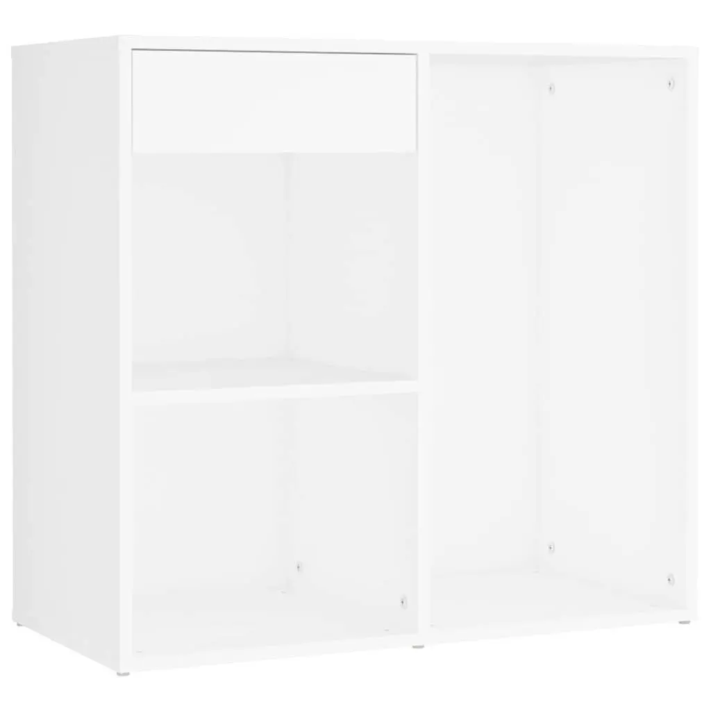 LED Dressing Table White Engineered Wood with 2 Storage Cabinets and Mirror