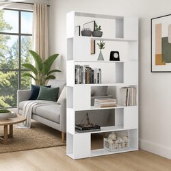 Elegant White Book Cabinet Room Divider for Living Spaces