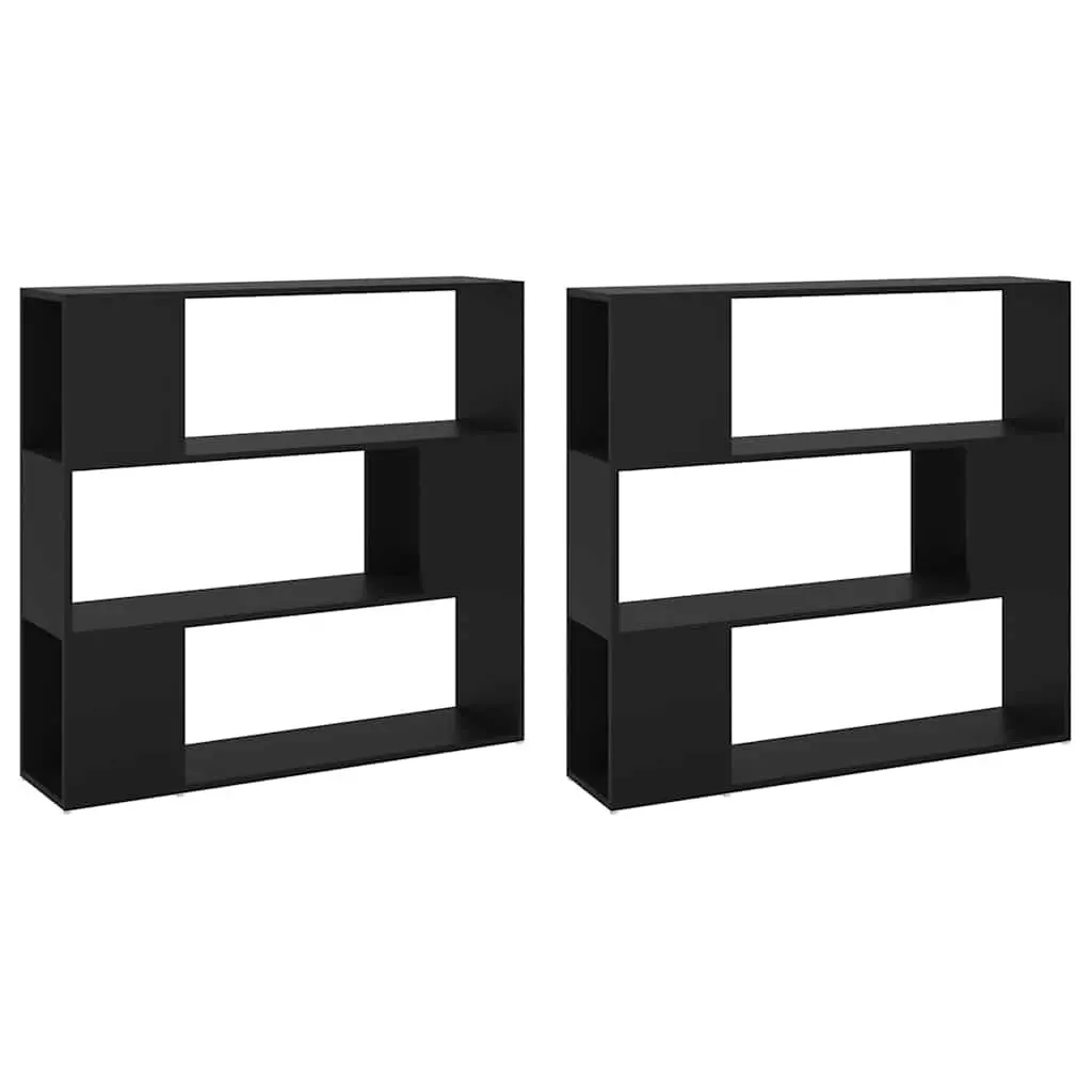 Black Book Cabinet Room Divider Storage Unit 100x24x188cm