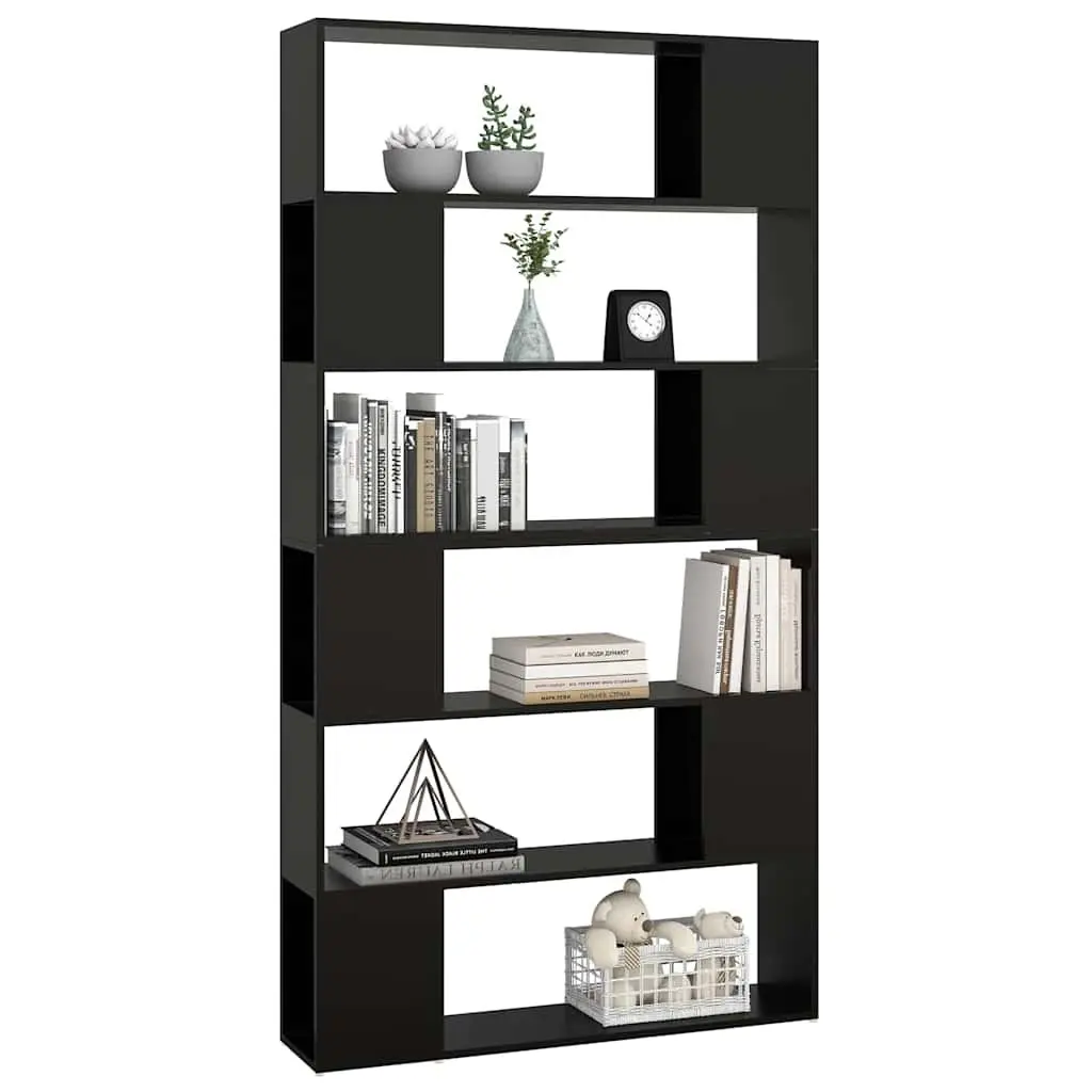 Black Book Cabinet Room Divider Storage Unit 100x24x188cm