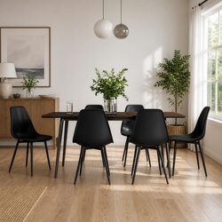 Set of 6 Black Dining Chairs with Ergonomic Design