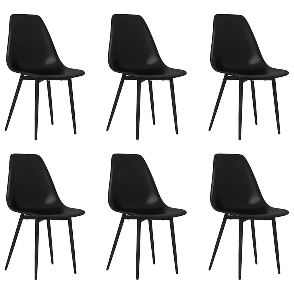 Dining Chairs Contemporary Minimalist Black Polypropylene 6 Piece