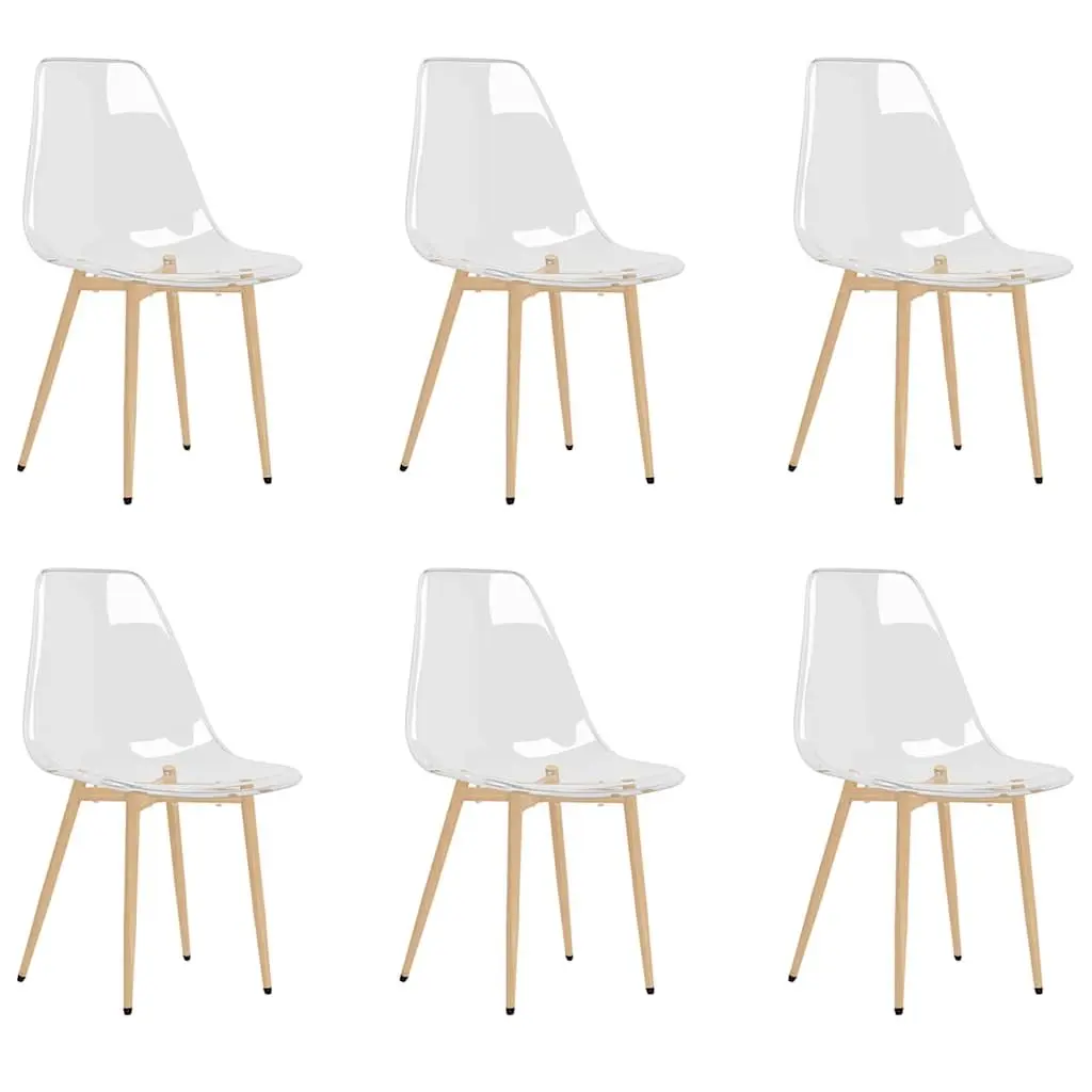 Dining Chairs Transparent Seat Ergonomic Curved Backrest 6 Piece Metal Legs