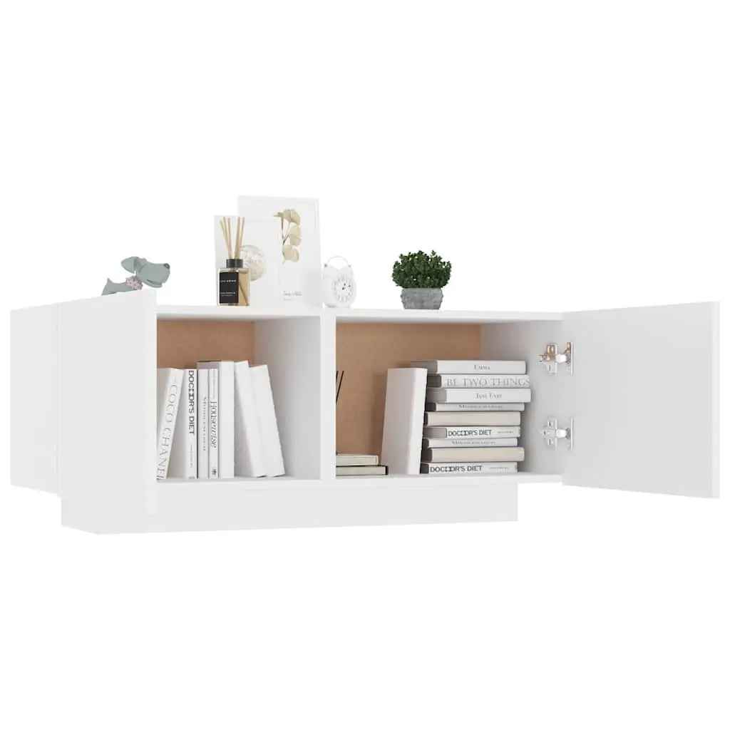 Bedside Cabinet White 100x35x40 cm Engineered Wood Storage Table Nightstand