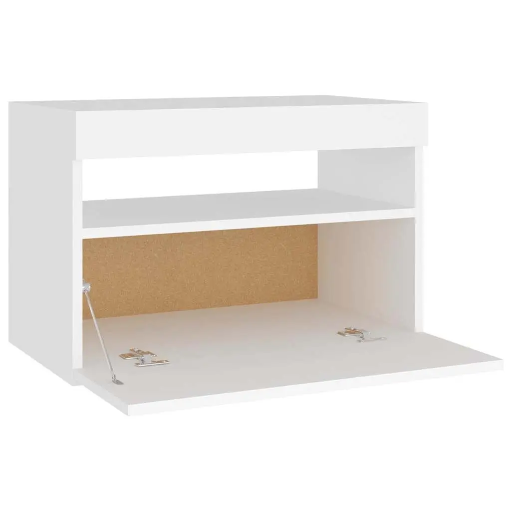 White Bedside Cabinet with RGB LED Lights Storage Nightstand 60 x 35 x 40 cm Engineered Wood