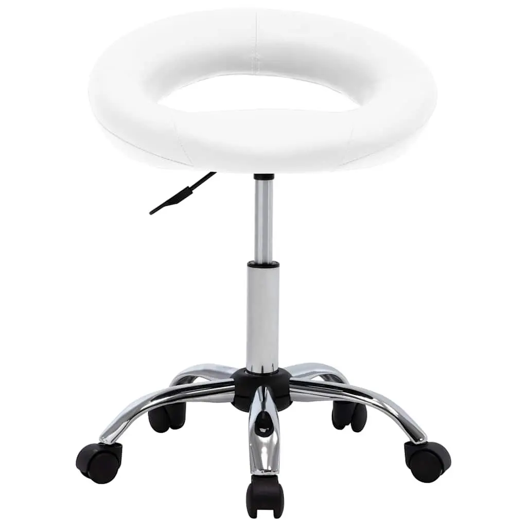 Swivel Dining Chair in White Faux Leather