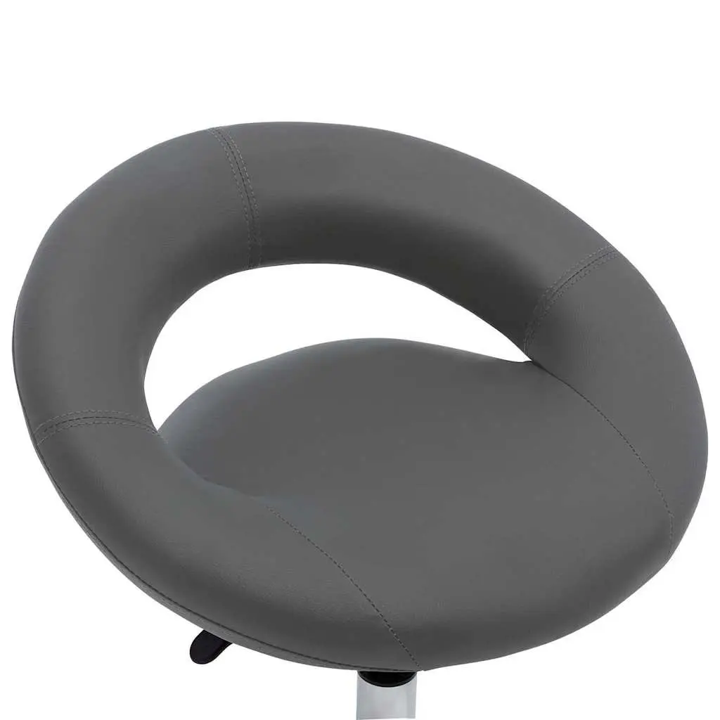 Swivel Dining Chair Grey Faux Leather Height Adjustable 360 Degree Chromed Steel
